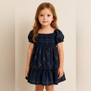 Polo Ralph Lauren Girls Smoked Ruffle Trim Dress | Size 3T